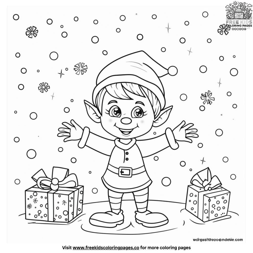 Christmas elf coloring pages