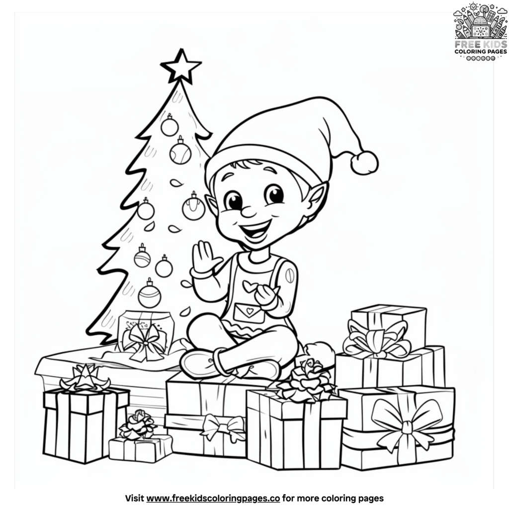 Christmas elf coloring pages