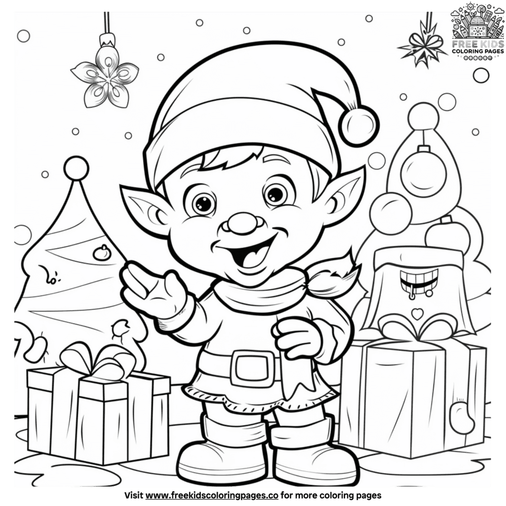 Christmas elf coloring pages