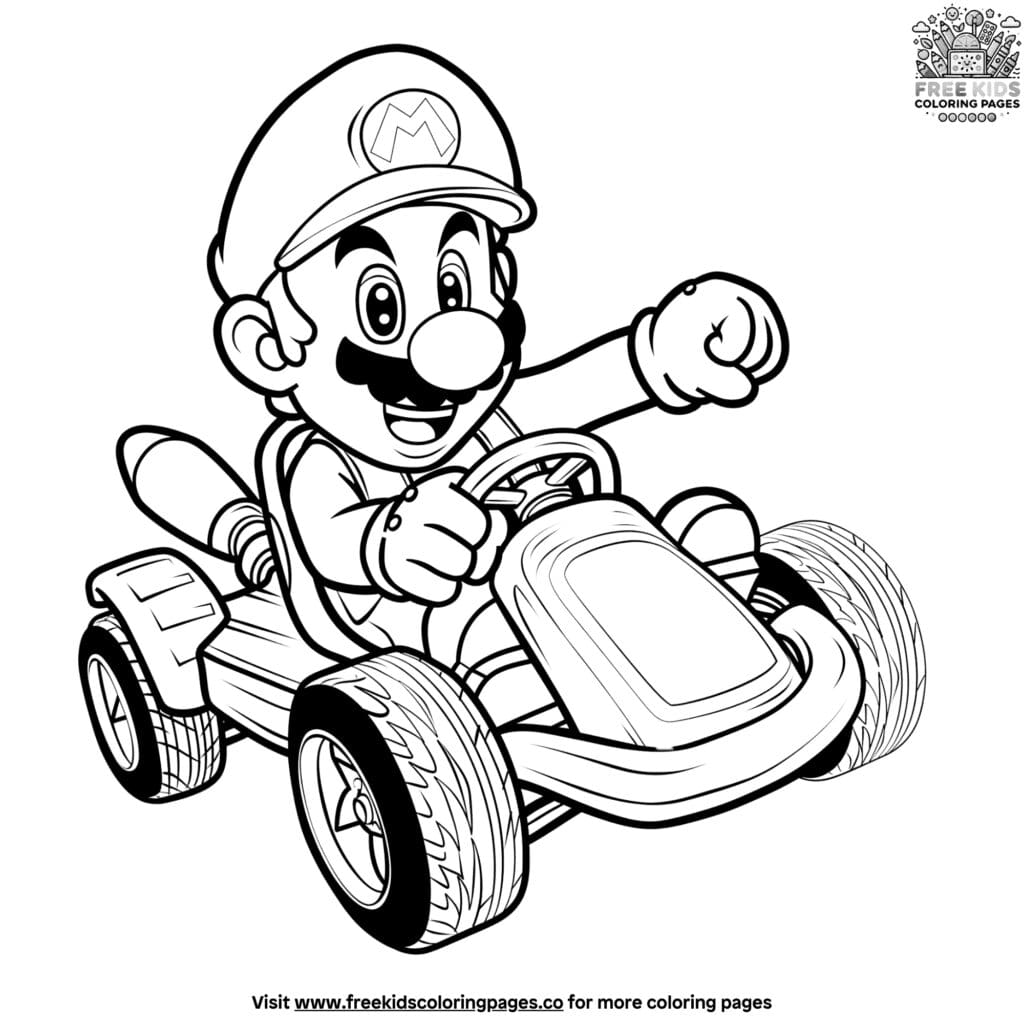 Mario race car coloring pages