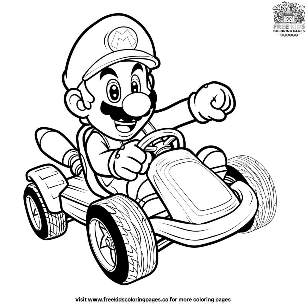 Mario race car coloring pages