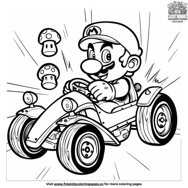 Mario race car coloring pages