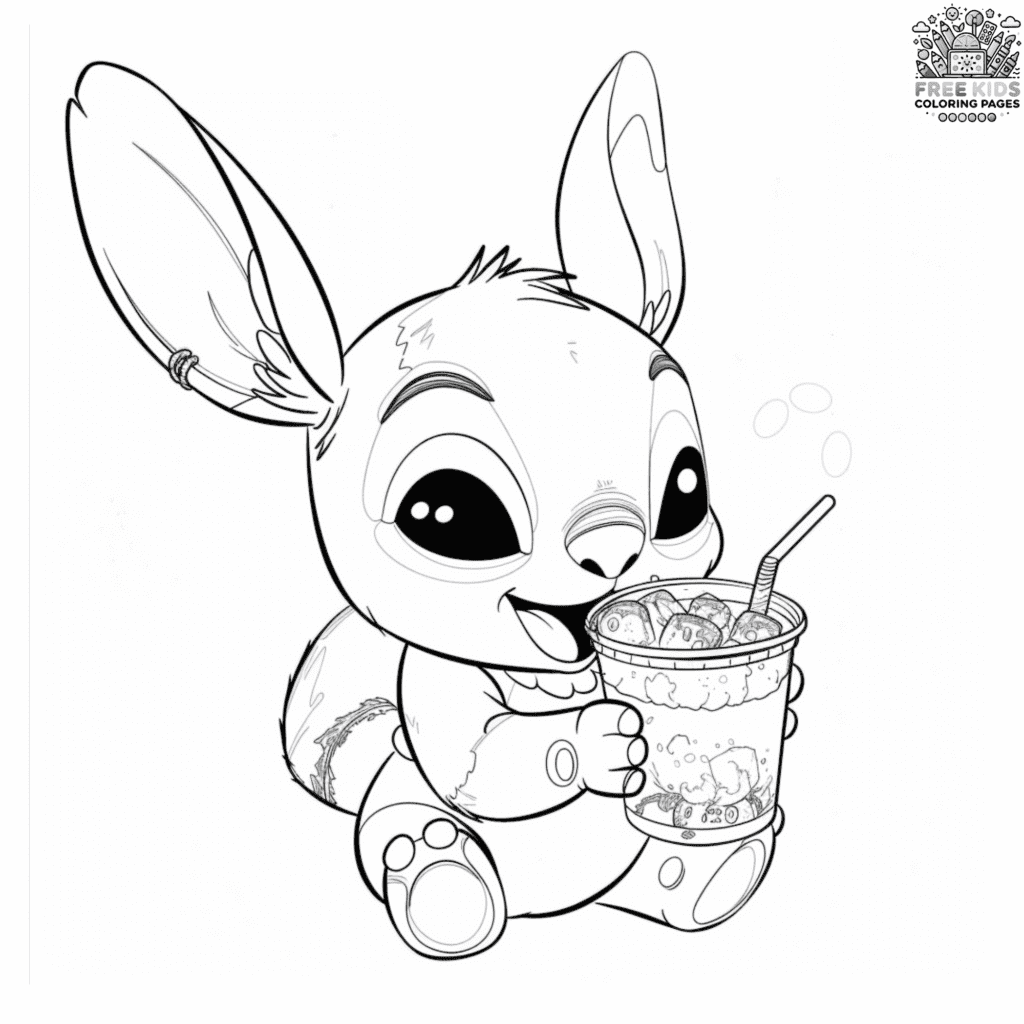 Free Bubbly Boba Stitch Coloring Pages For Disney Fans