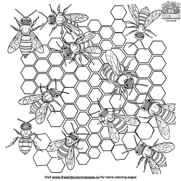 Intricate bee hive coloring pages