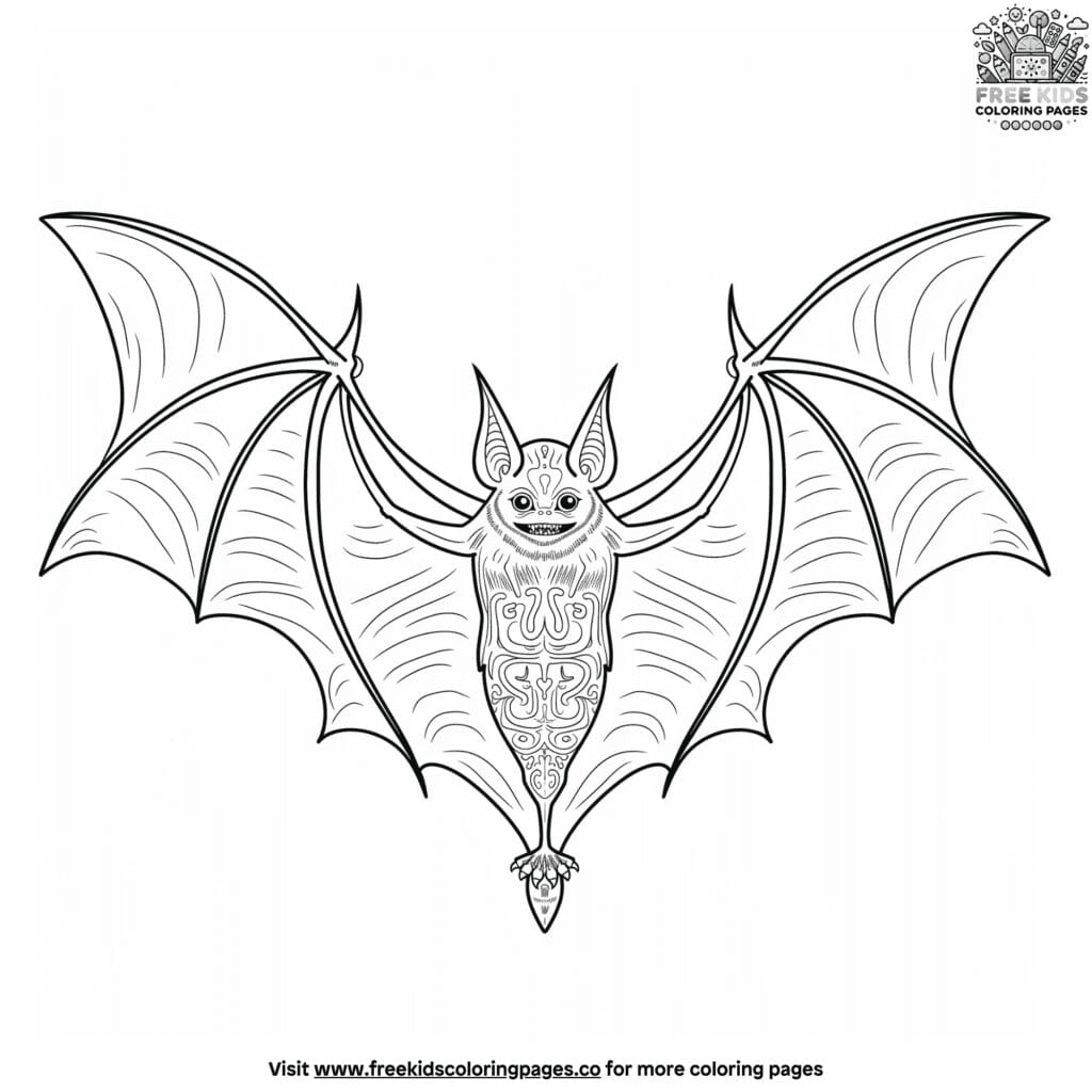 Detailed bat coloring pages