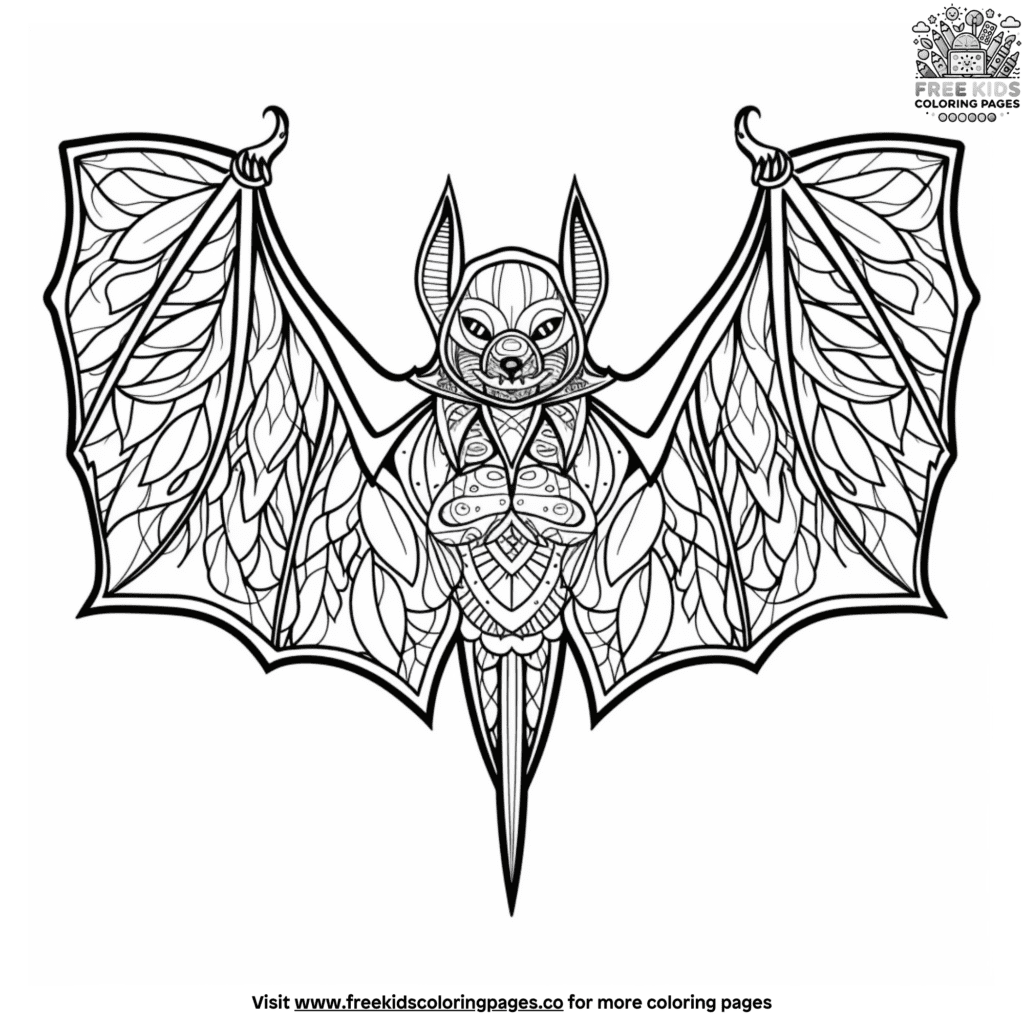 Detailed bat coloring pages