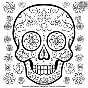 Día de los muertos skull coloring pages