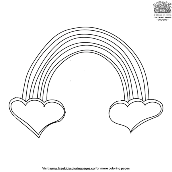 Joyful rainbow heart coloring pages