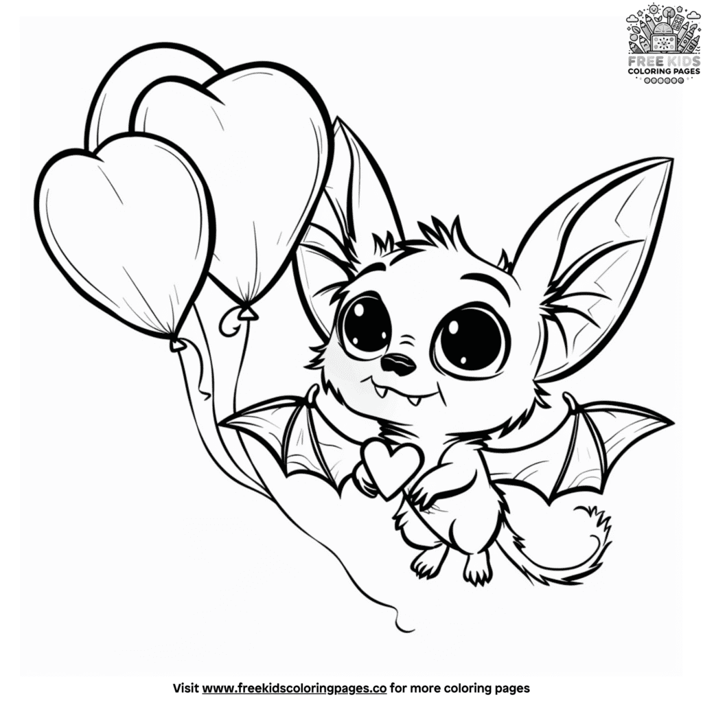 Kawaii cute bat coloring pages