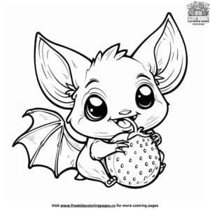 Kawaii Cute Bat Coloring Pages