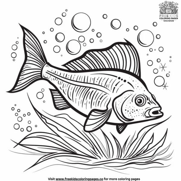 Lifelike fish coloring pages for budding artists