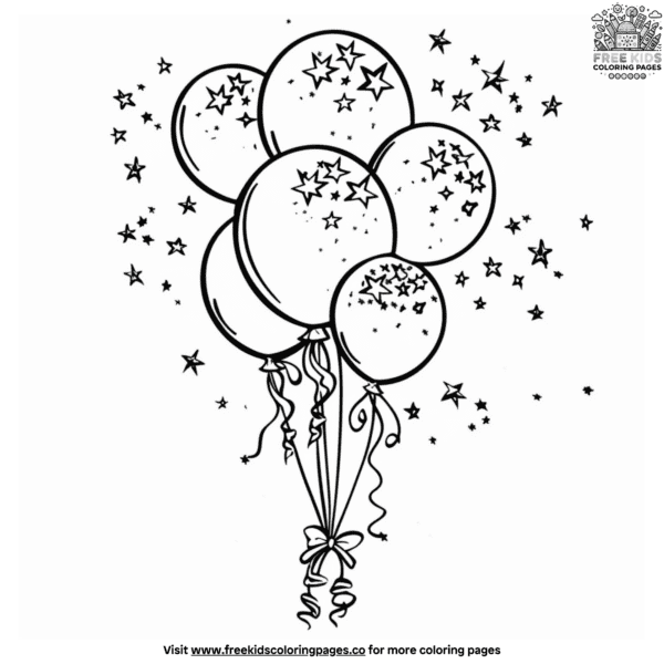 Magical new year party coloring pages