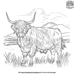 Majestic Highland Cow Coloring Pages For Creative Fun