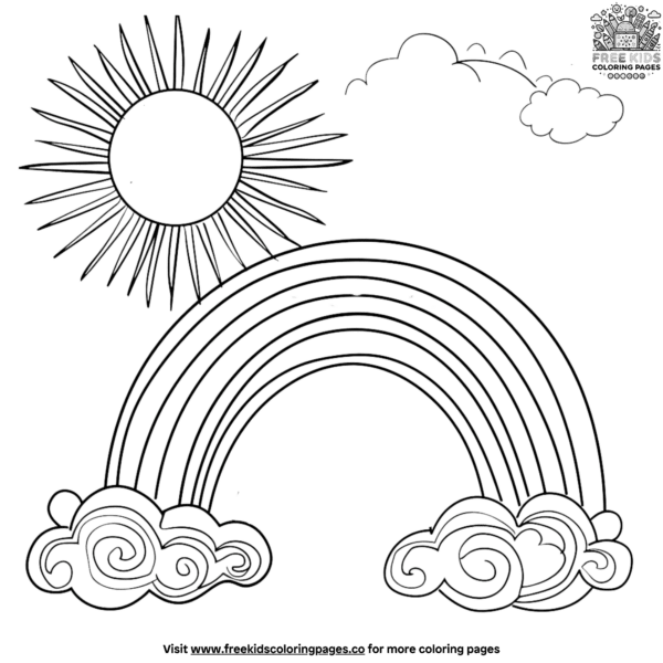 Mesmerizing rainbow and sunshine coloring pages