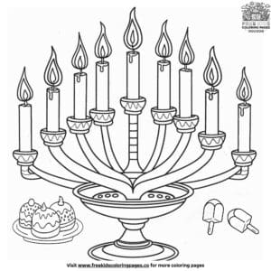 Radiant Hanukkah Candles Coloring Pages