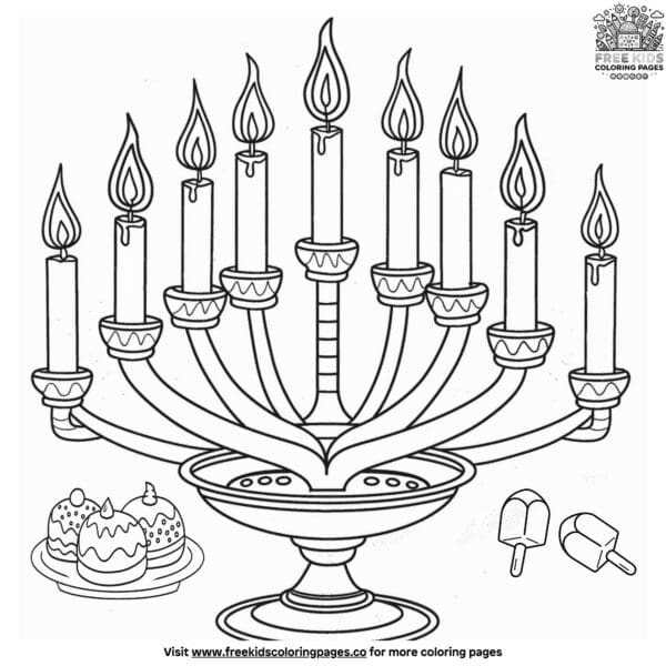 Radiant hanukkah candles coloring pages