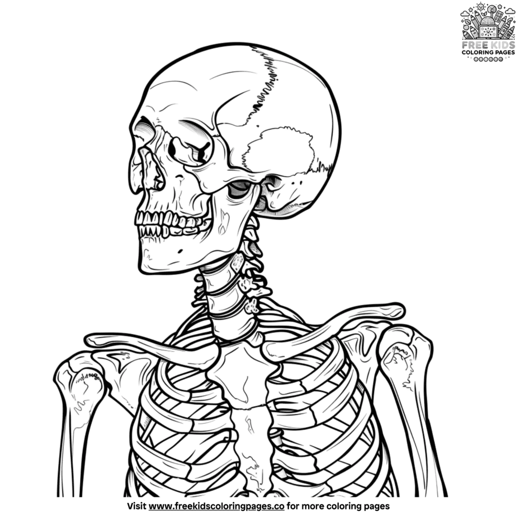 Realistic skeleton coloring pages