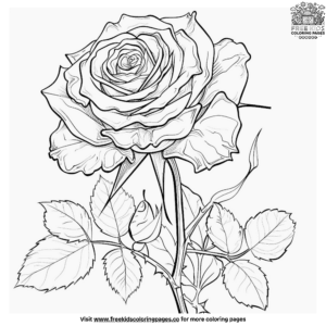 Sophisticated rose coloring pages for young artists