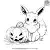 Spooky Eevee Halloween Coloring Pages