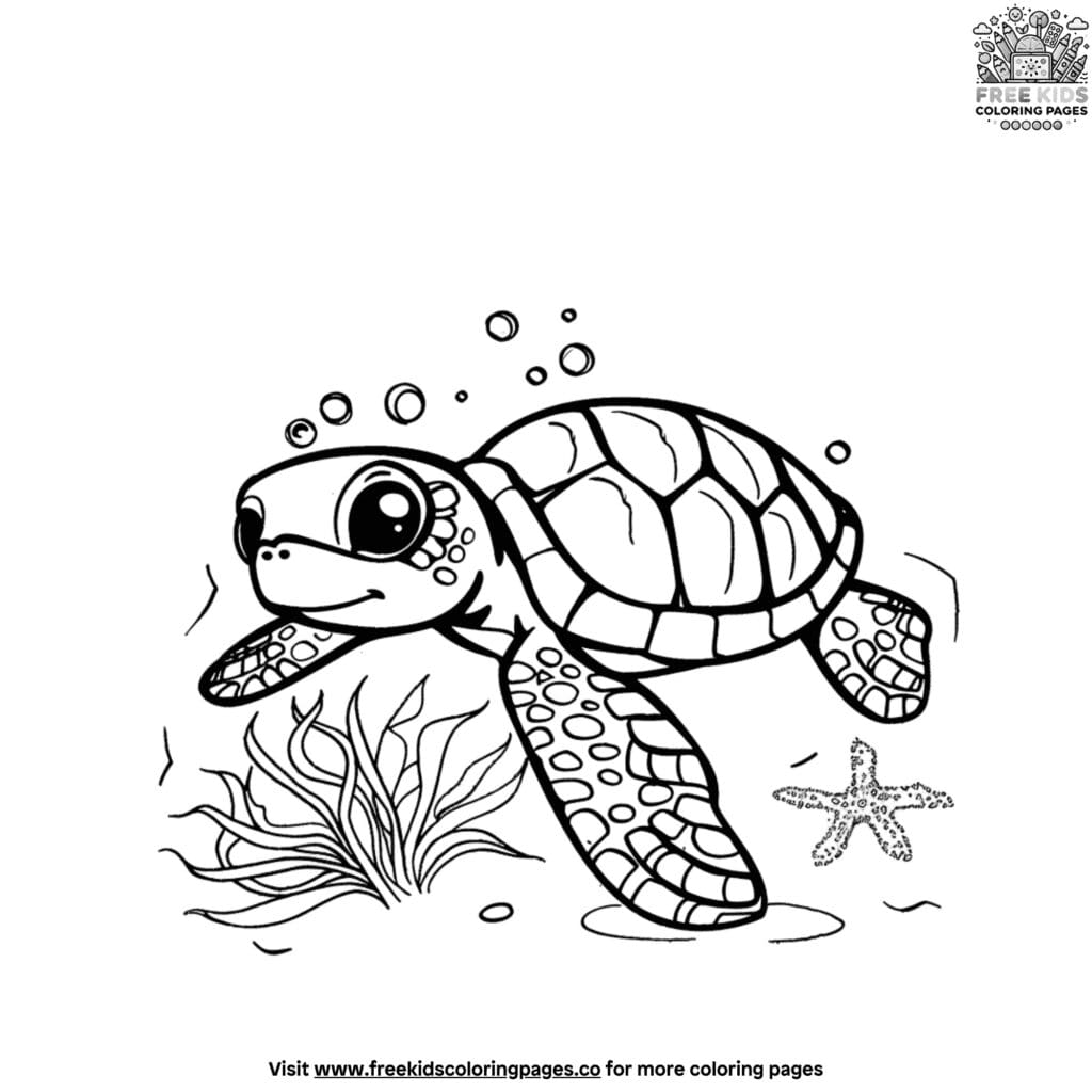 Sweet baby turtle coloring pages for little artists