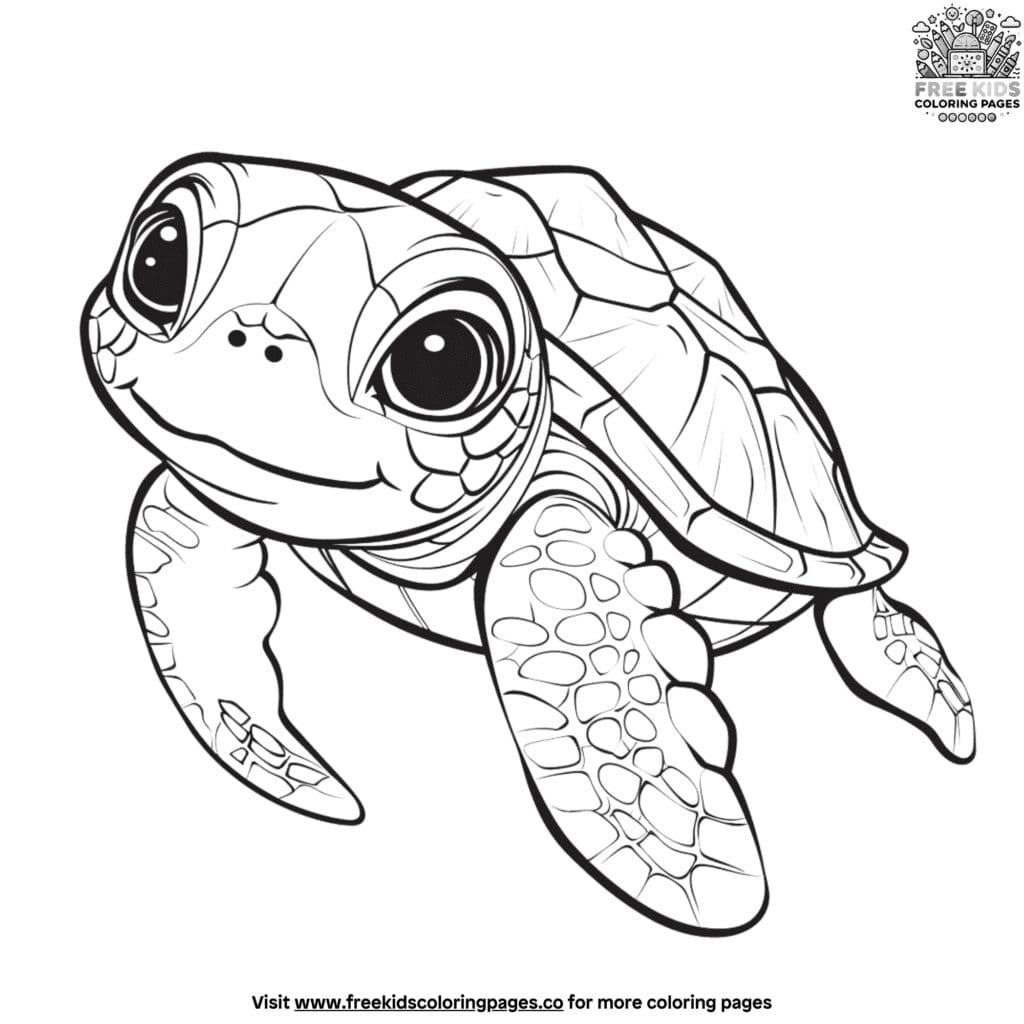 Sweet baby turtle coloring pages for little artists