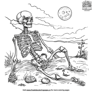 Scary skeleton coloring pages