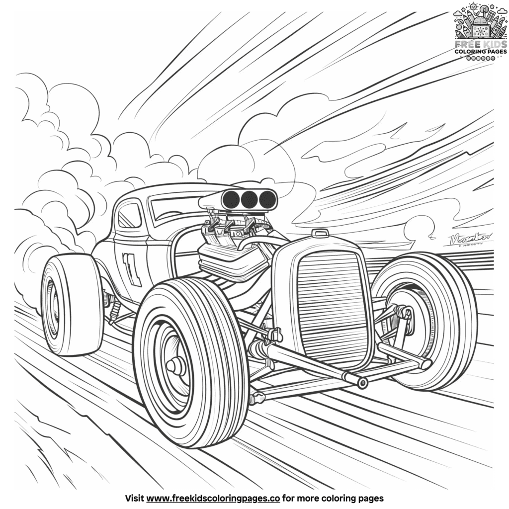 Drag race car coloring pages