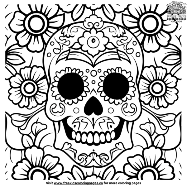 Día de los muertos coloring pages for kids