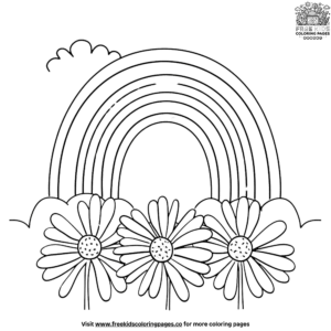 Vibrant Rainbow Flower Coloring Pages