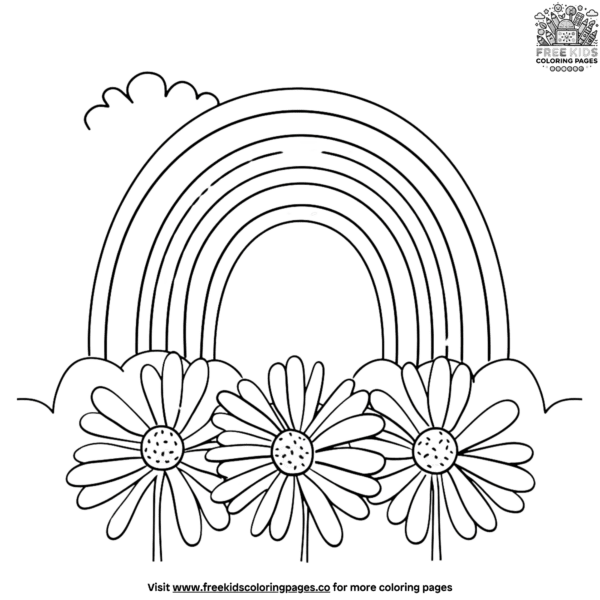 Vibrant rainbow flower coloring pages