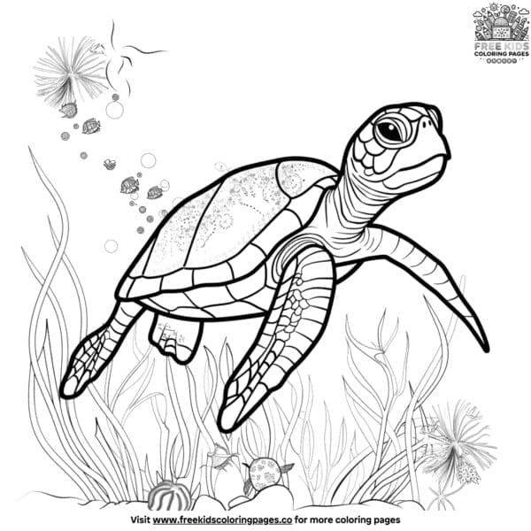 Underwater turtle coloring pages