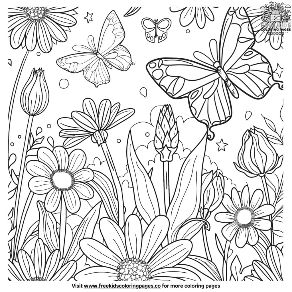 Spring garden coloring pages