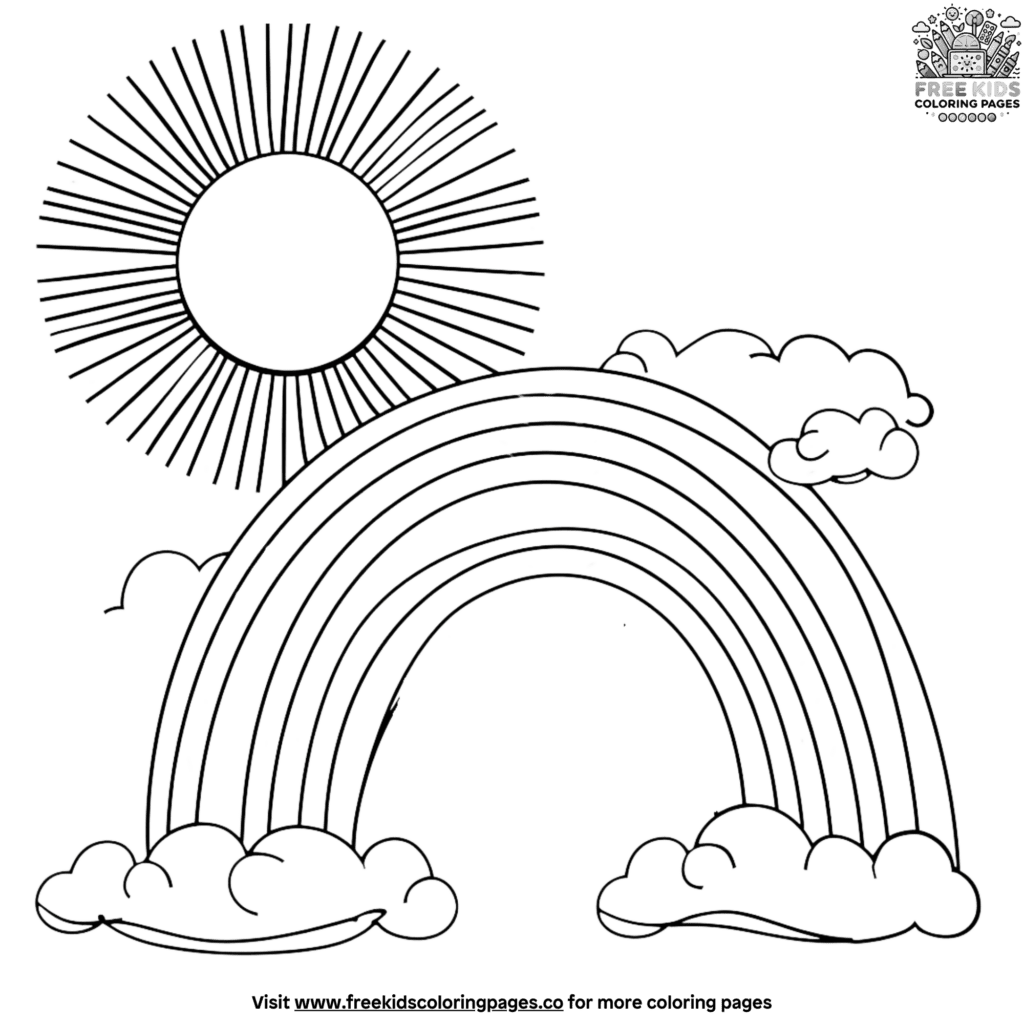 Vivid Rainbow And Sunshine Coloring Pages