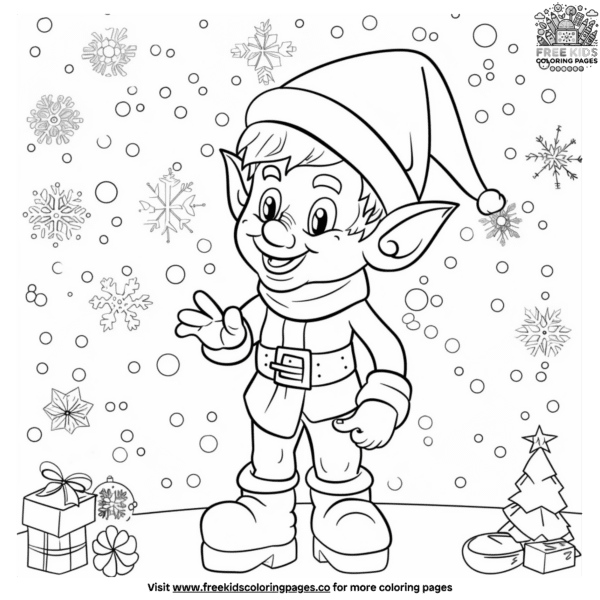 Holiday elf coloring pages