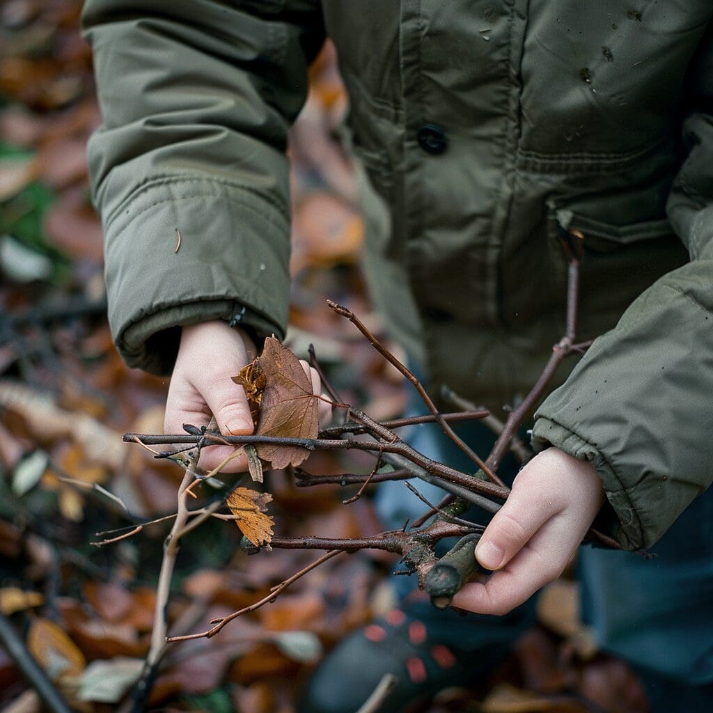 Collecting twigs and leaves, first step on how to build a raft