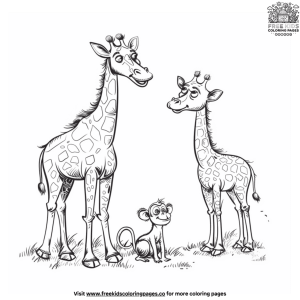 Cute wild animal friends coloring pages