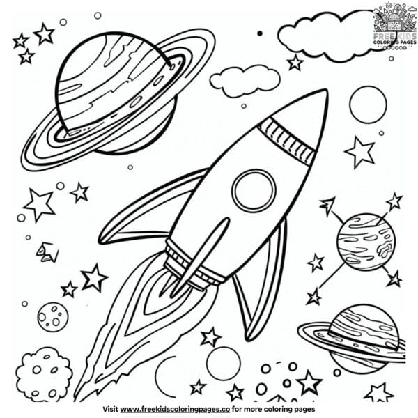 Solar system space coloring pages