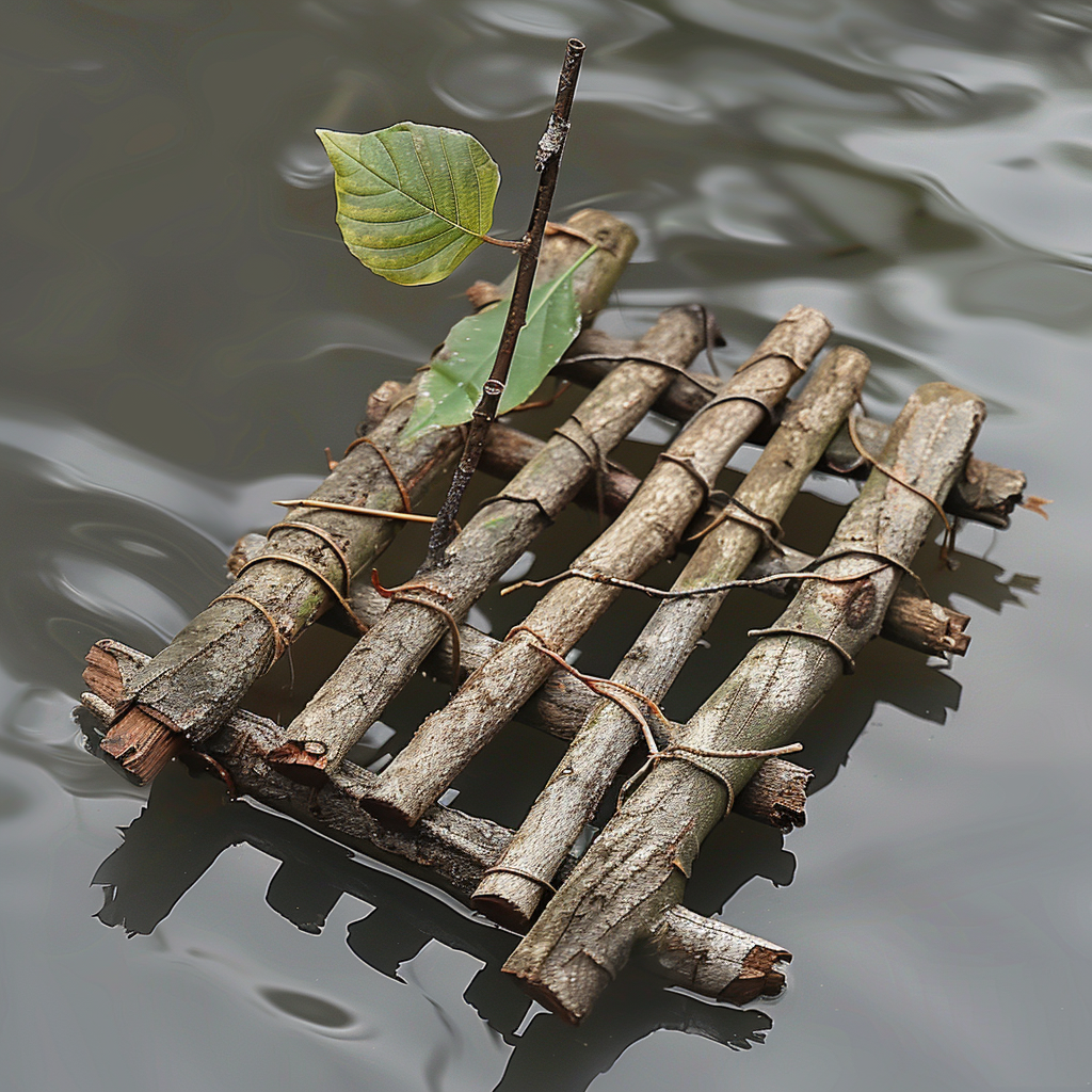 Mini raft in water