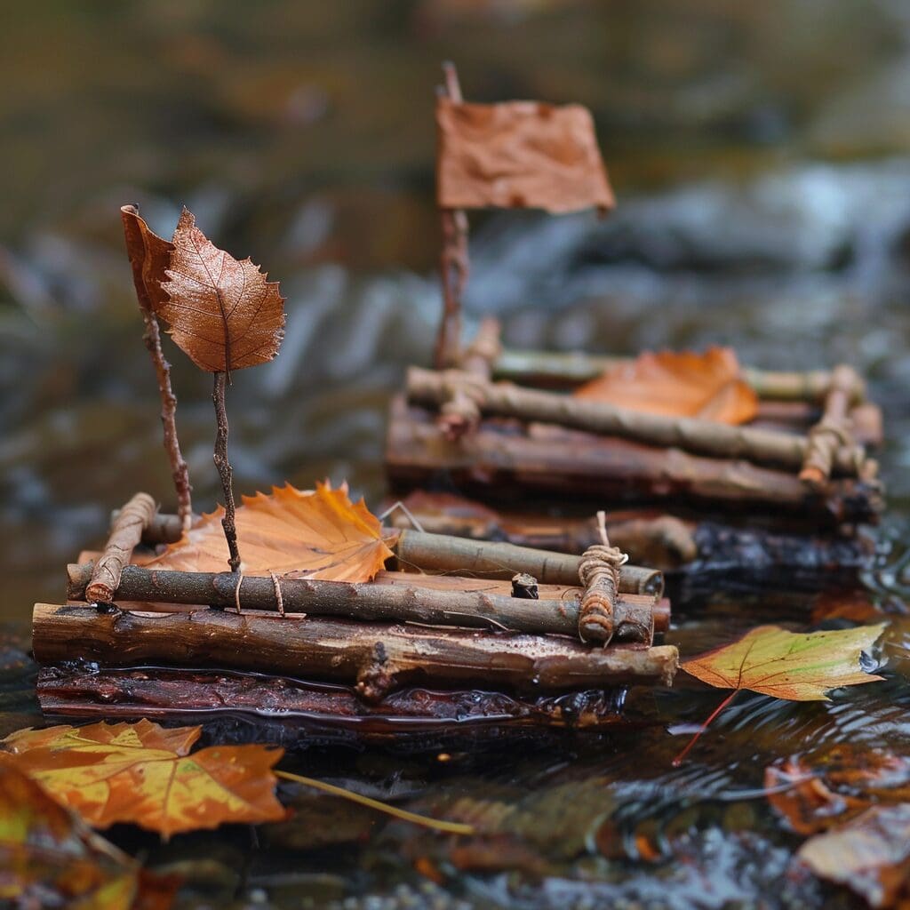 Two mini rafts from twigs