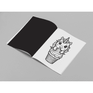 a book with a unicorn drawing on it