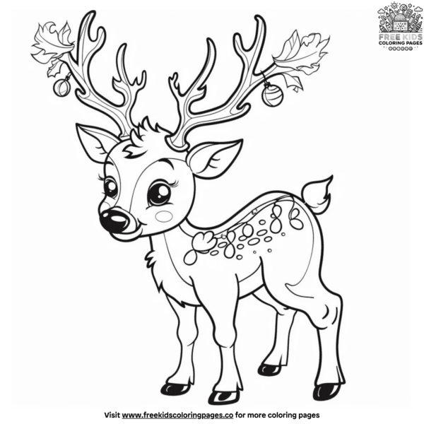 Adorable cute reindeer coloring pages