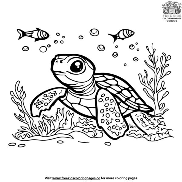 Aquarium turtle coloring pages