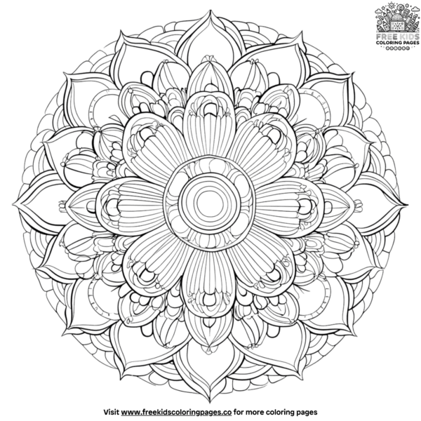 Artistic mandala relaxing coloring pages