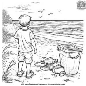 Beach Clean Up Coloring Pages