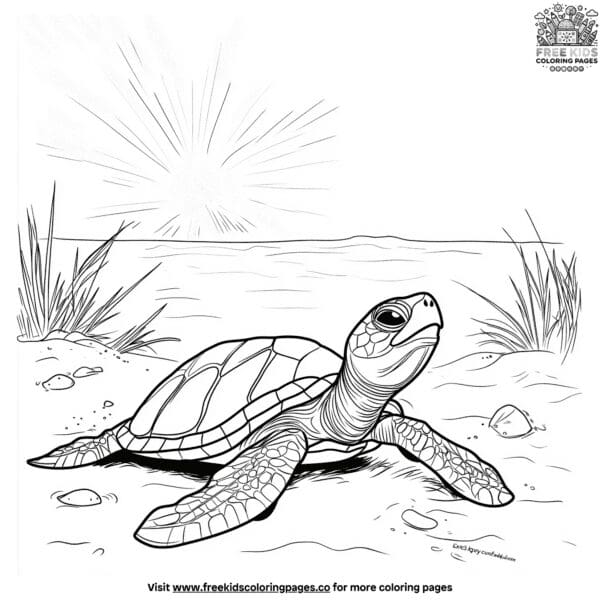 Beachside turtle coloring pages