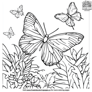 Butterflies in Nature Science Coloring Pages