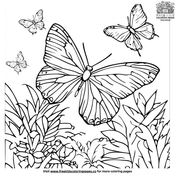 Butterflies in nature science coloring pages