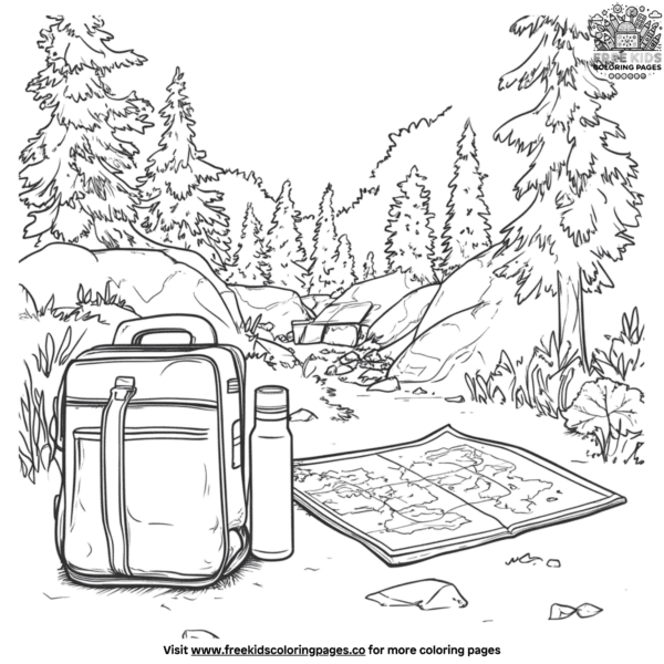 Camping essentials coloring pages