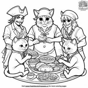 Cat and its pirate crew.