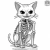 Cat dressed in a skeleton costume.